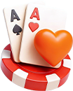 Playing cards and casino chip icon